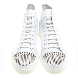 Gucci sneakers high top white leather trainers with studs. 38.5/8.5